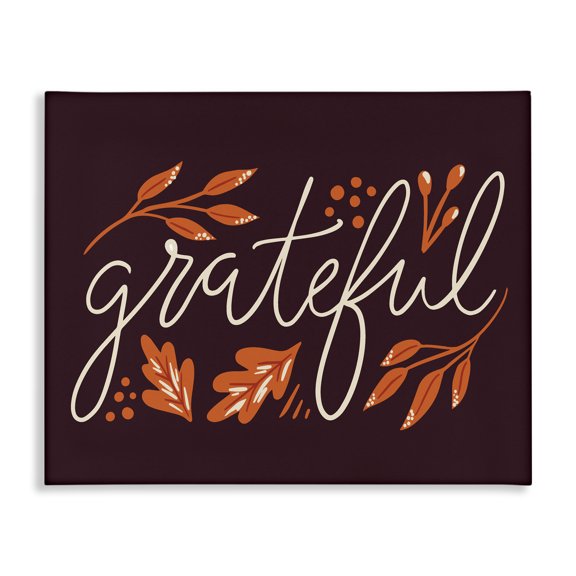 Stupell Industries Traditional Grateful Autumnal Leaves Phrase Canvas Art, 30 x 24, by Louise Allen Designs