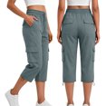 thumbnail image 4 of felwors Womens Capris with Pockets Loose Fit Casual Capri Pants Dressy Lightweight Ladies Baggy Cargo Pants for Hiking Light Gray for Size XL, 4 of 7