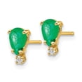 thumbnail image 2 of Primal Gold 14 Karat Yellow Gold Emerald Diamond Post Earrings, 2 of 4