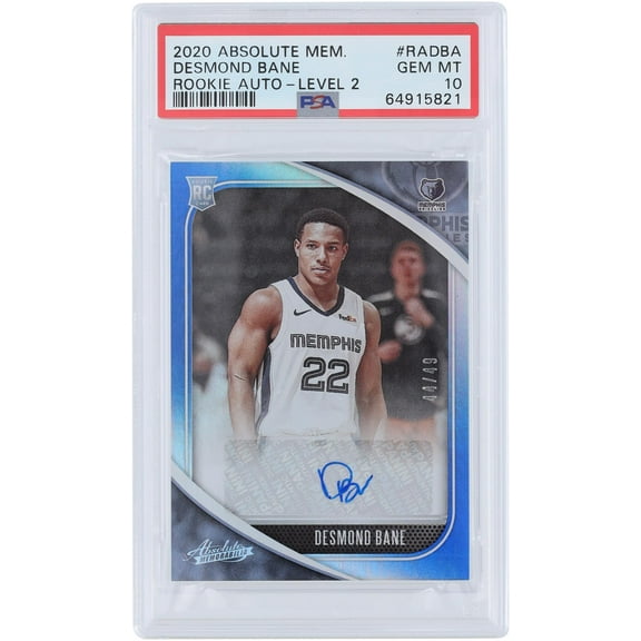 Desmond Bane Memphis Grizzlies Autographed 2020-21 Panini Absolute Blue #RA-DBA #44/49 PSA Authenticated 10 Rookie Card - Fanatics Authentic Certified