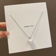 thumbnail image 5 of Yesbay Single Faux Pearl Pendant Necklace Shiny Rhinestone Inlaid Adjustable Extended Chain Necklace Women Clavicle Chain Jewelry Gift, 5 of 8
