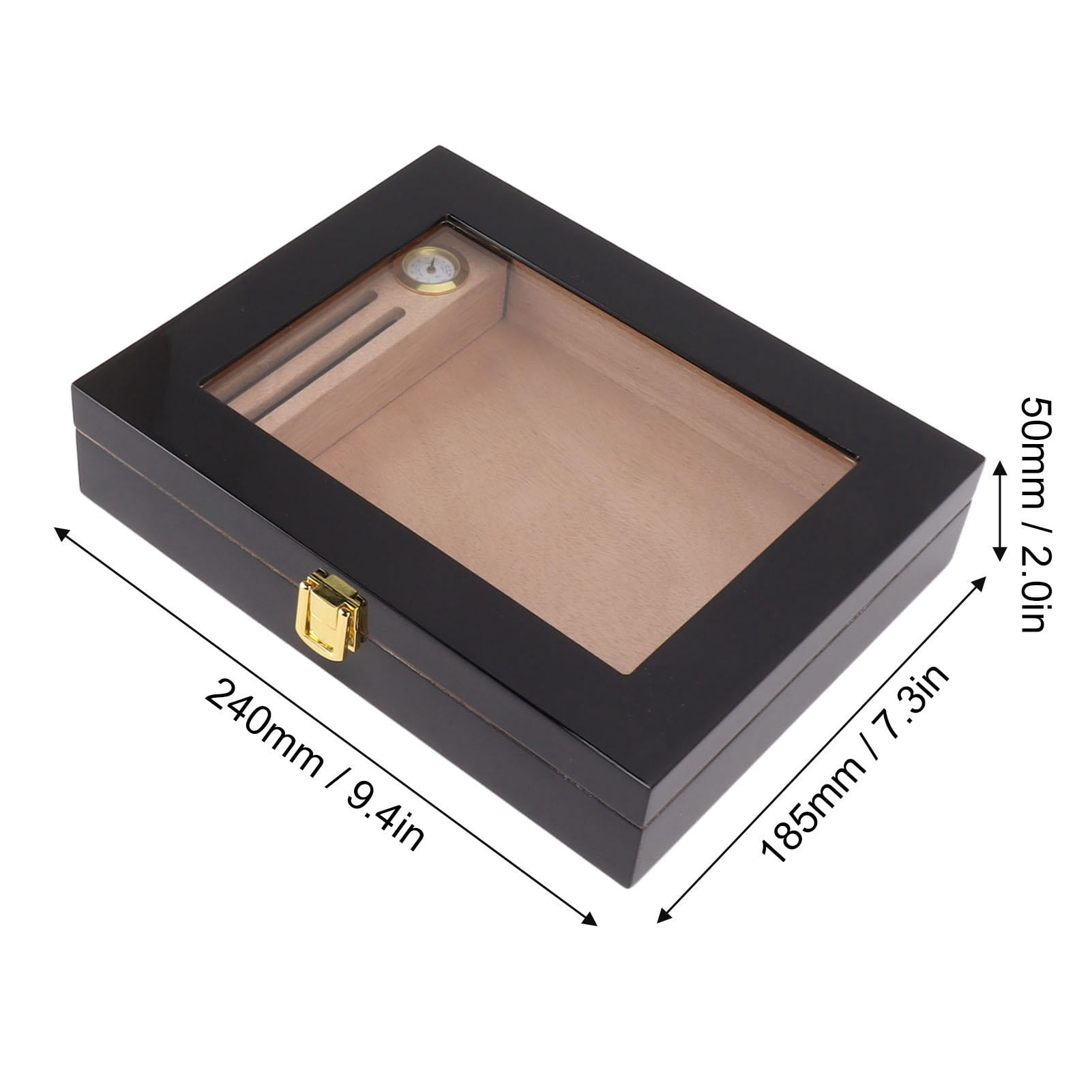 LAZIOEGR 20‑Cigar Mini Humidor Box with Transparent Acrylic Window, Built‑In Hygrometer, Humidifier, Scratch‑Resistant Felt Lining, Portable Gift Box