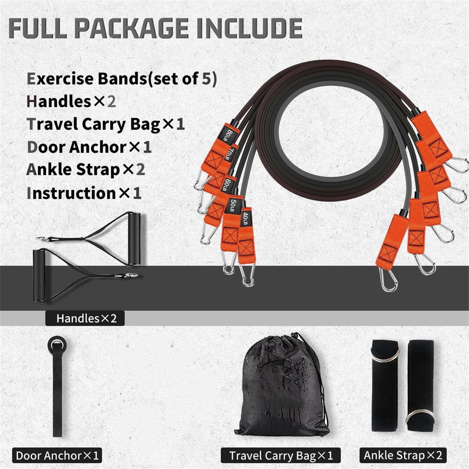 Workout Bands, Resistance Bands for Working Out with Handles for Men and Women, Exercising Bands for Fitness Weights Work Out at Home