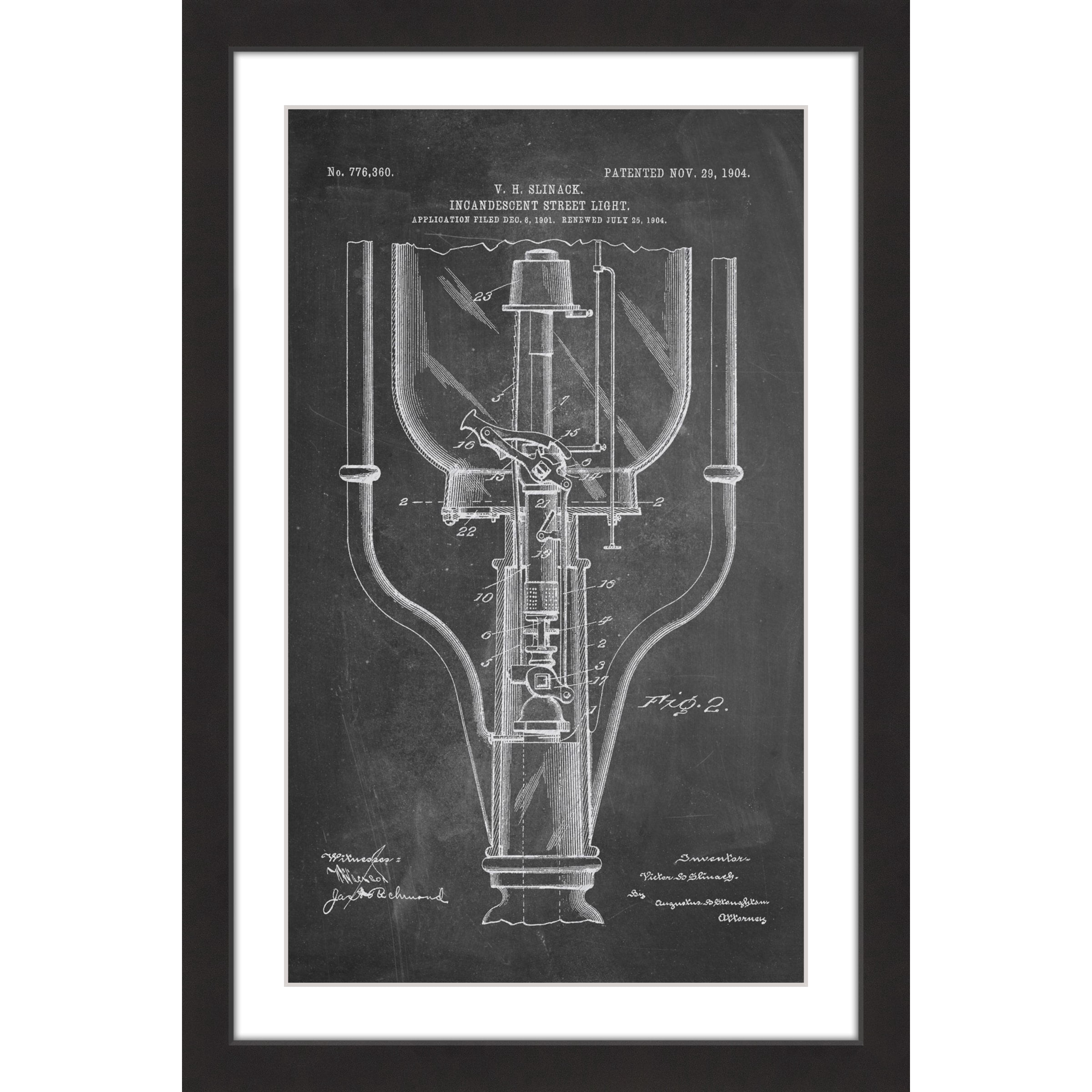 "Street Light 1904 Chalk" Framed Painting Print