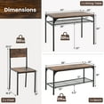 thumbnail image 4 of Giantex Space-saving Dining Table Set for 4, Industrial Rectangular Table w/ 2 Chairs, 1 Bench, Storage Racks, 4 of 10