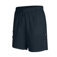 thumbnail image 6 of Xcmzpl Men's Cotton Linen Bermuda Shorts Drawstring Elastic Waist Slit Shorts Solid Baggy Wide Leg Knee Lengtth Shorts Pantalones Cortos, 6 of 10