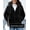 Black, variant on Women's Reversible Double Sided Faux Fur Puffer Coat with Faux Fur Collar Hooded Fashion Fall Winter Outerwear