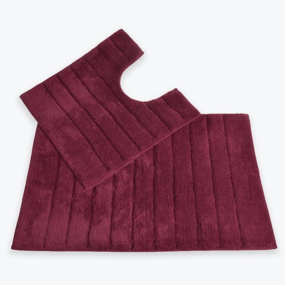 Luxury Bath Mat and Pedestal Set in Linear Ribbed Design