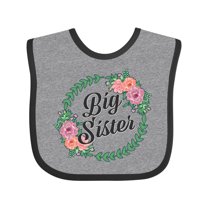 Inktastic Big Sister with Flower Circle Girls Baby Bib