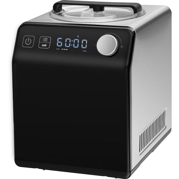 Upright Automatic Ice Cream Maker with Built-in Compressor, 2 Quart No Pre-freezing Fruit Yogurt Machine, Stainless Steel Electric Sorbet Maker, 4 Modes Gelato Maker with Digital Display & Timer