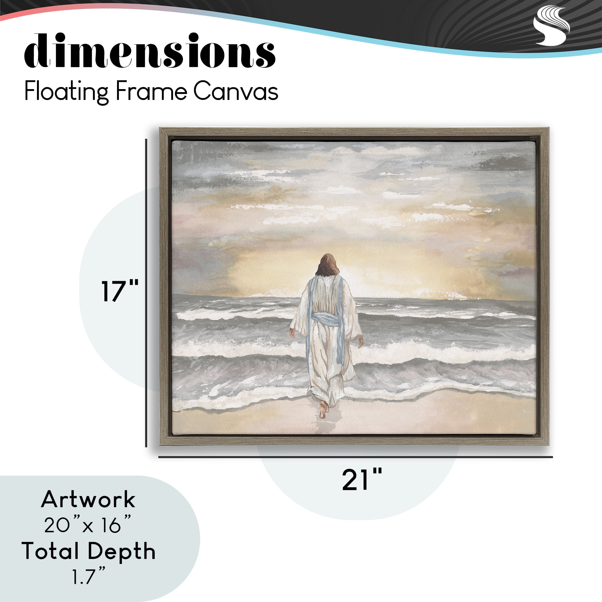 Stupell Industries Jesus Walks The Shore Brown Framed Floater Canvas Wall Art, design by Elizabeth Medley