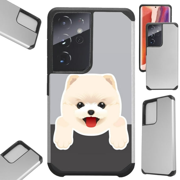 Compatible with Samsung Galaxy S22 Ultra 5G 6.8" Hybrid Fusion Guard Phone Case Cover (Cute Dog Pomeranian)