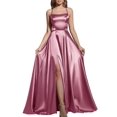 thumbnail image 1 of Vestido MisShow de satén para dama de honor 2025 con tirantes finos, rosa, 1 of 8