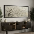 thumbnail image 3 of Large Framed Canvas Print White Blossom Tree on Neutral Background - Modern BotanicalWall Art Decorative Ready to Hang Painting for Living room Bedroom 60x30 inches Black Frame, 3 of 9