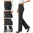 thumbnail image 4 of Bloomae Women's Yoga Dress Pants Stretchy Casual Slacks Straight Leg Work Business Pants with Pockets Elastic High Waist Trousers Black XL, 4 of 9