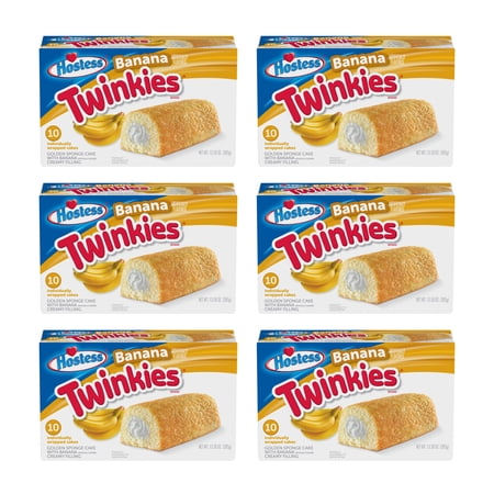 (60 Pack) HOSTESS Banana Flavored TWINKIES, Creamy Banana Flavored Filling, 1 Count Bags