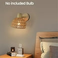 thumbnail image 5 of Rattan Wall Sconces Retro Japanese Style Bedside Wall Lamp for Bedroom Living Room Wall Light Zipper Lights EU Plug, 5 of 5