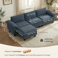 thumbnail image 3 of HOMCOM Sectional Sofa, L Shaped Couch with Deep Seat, Ottoman, Blue, 3 of 10