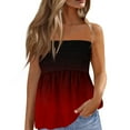 thumbnail image 2 of Women's Beach Coverup Tube Tops Flowy Strapless Bandeau Tanks Long Sleeveless Blouses Red M, 2 of 5
