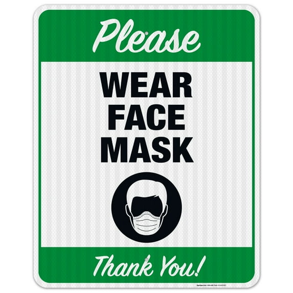 Please Wear Face Mask Sign, Mask Required Sign, 24x30 Reflective Aluminum EGP