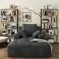 thumbnail image 3 of 67'' Oversized Chaise Lounge Chair Indoor, Cloud Plush Corduroy Upholstered Sofa Bed, Modern Deep Seat Sofa with Back Cushion, Pillows, Cozy Sleeper Couch for Living Room, No Assembly Required, Grey, 3 of 12