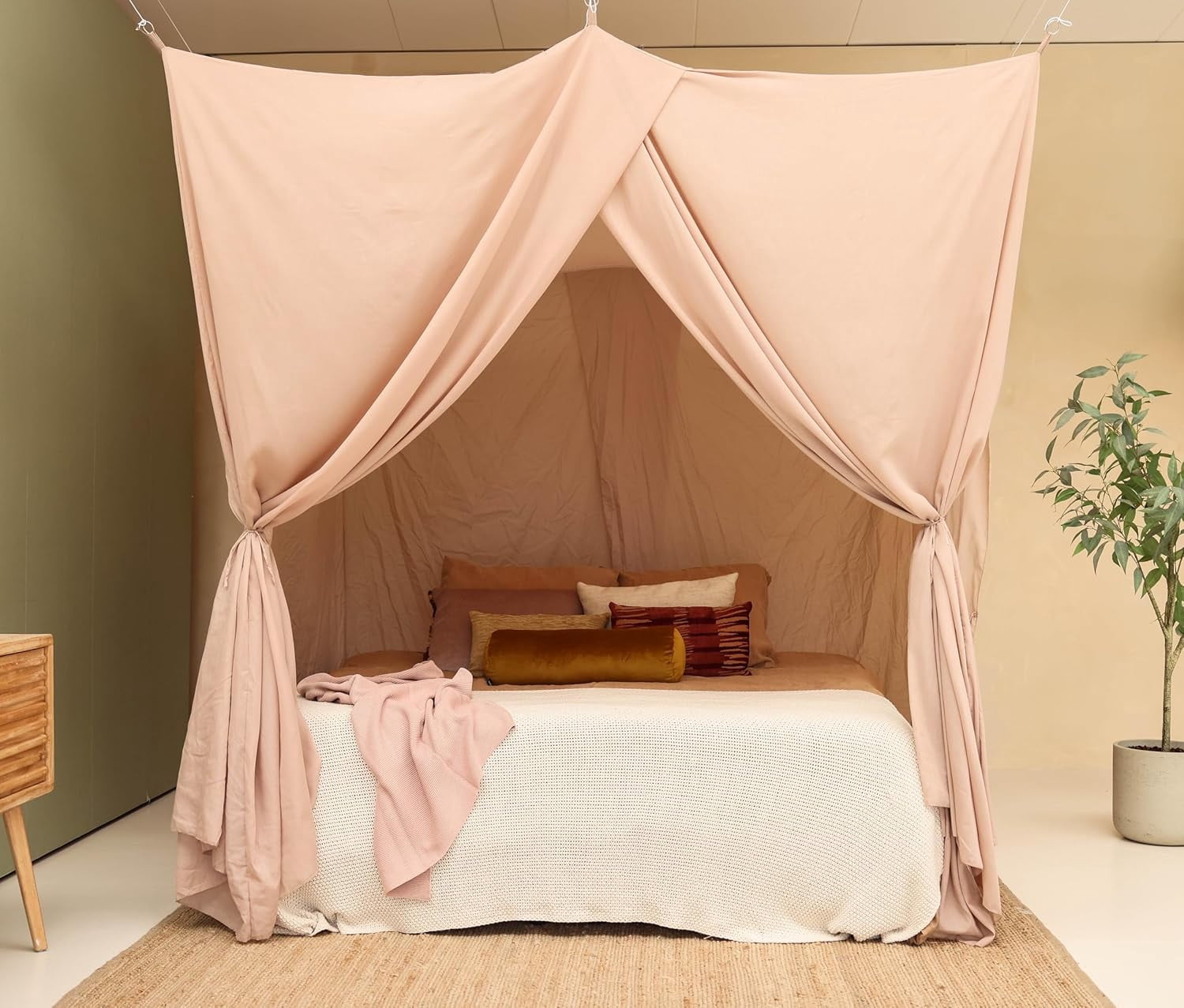 Nougat Bed Canopy for Queen and King-Sized Beds | Bedroom Decoration for Teens or Adults | Rectangular Shape Insect Netting | Mosquito Net in Multiple Colors and Sizes
