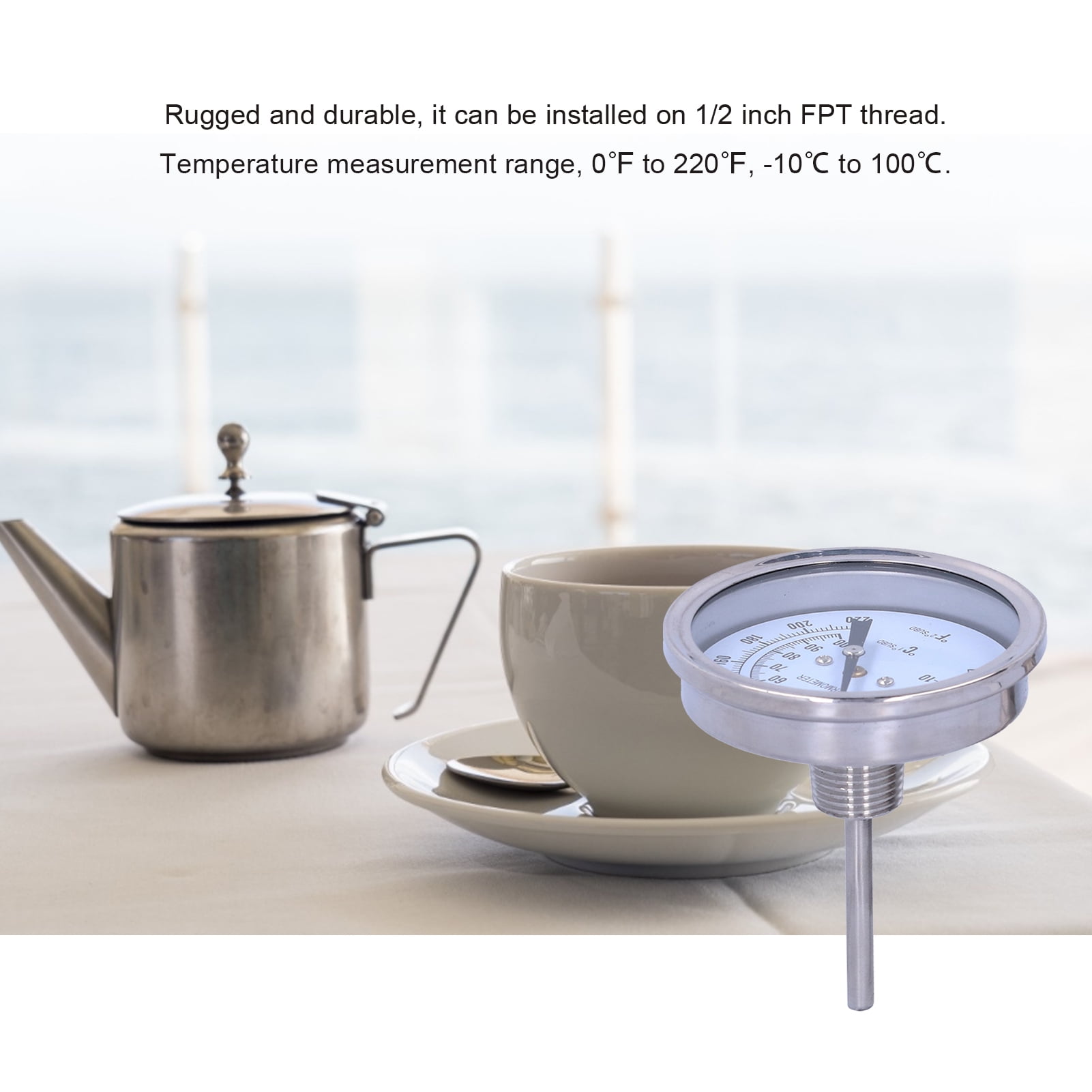 Indoor Outdoor Thermometer,Wall Thermometer,Embedded Thermometer Stainless Steel Temperature Monitor for Flowing Liquid Outdoor