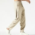 thumbnail image 4 of YUGYXL Plus Size Drawstring Trouser for Men 2025 Stretch Waist Loose Straight Leg Pants Summer Beach Long Pant Beige XXL, 4 of 7