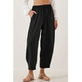 thumbnail image 6 of Eytino Women's Summer High Waisted Baggy Pants Casual Ankle Length Trouser Slacks with Pockets Black L, 6 of 10