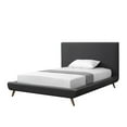 thumbnail image 2 of Soren Charcoal Linen Bed - Upholstered, Walnut Tapered Legs, Slats IncludedFull, 2 of 9