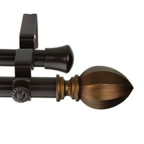 Contemporary Home Living 54" Chocolate Brown Solid Contemporary Double Curtain Rod