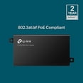 thumbnail image 1 of TP-LINK TL-PoE160S | Inyector PoE Gigabit 802.3at/af | Adaptador no PoE a PoE | Suministra | PoE (15,4 W) o PoE+ (30 W) Plug & Play | | de escritorio/montaje en pared Distancia hasta 328 pies | Certif, 1 of 2