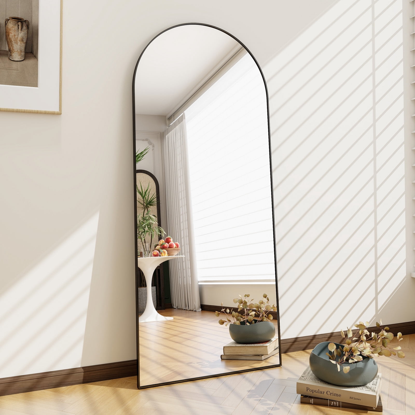 Mirrosa 30.1"x71" Arched Full Length Mirror with Stand Standing Mirror,Black