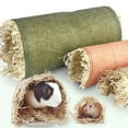 thumbnail image 2 of BESTSKY Rabbit Hideout,Cotton-Linen Material Guinea Pig Tunnel for Year-Round Comfort,Filled with Natural Hay Hamster Hideout,Brown, 2 of 5