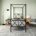 thumbnail image 3 of Aukfa Twin Canopy Bed Frame, Four-Poster Metal Platform Bed with X Shaped Headboard - Black, 3 of 8