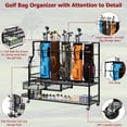 thumbnail image 2 of BeesClover Étagère de Rangement pour Sacs de Golf avec Roues, Organisateur de Golf Robuste 4-5 Sacs pour Garage et sous-Sol, Support Roulant pour Chariot de Golf Pouvant Contenir des Bâtons, des Balles, des Chaussures et des Accessoires, Gain de Place pour Équipement de Golf, 2 of 7