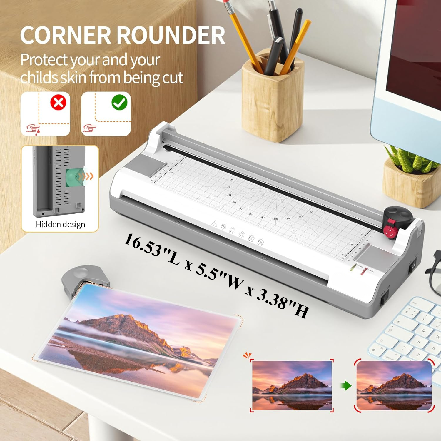 Laminator 11x17 inches, 13 inches wide thermal and cold 2-roll laminator