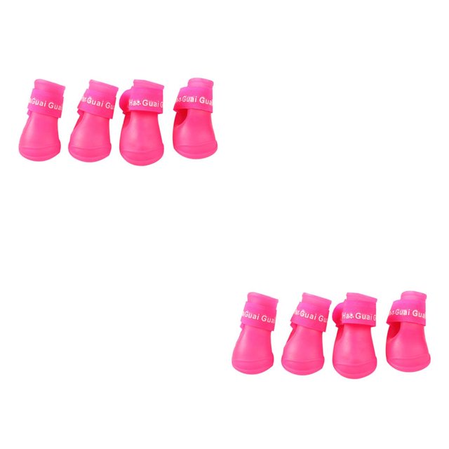 Methold 4 unids/set de zapatos para cachorros de perro, botas de lluvia impermeables para mascotas de PU, zapatos protectores elásticos antideslizantes Type3 NO3 Methold CBP033213