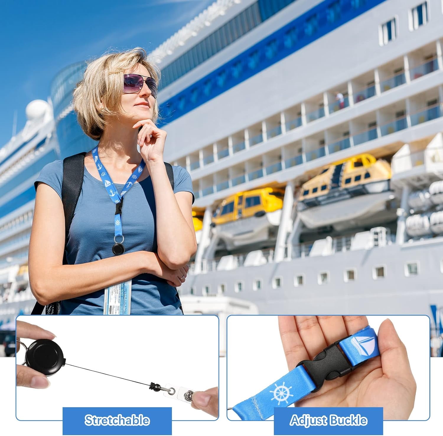 Papapt 9Pcs Cruise Accessories Kit Includes 4 Pcs Carnival Cruise Luggage Tags with Metal Loop 2 Pcs Cruise Lanyards for Ship Cards 2 Pcs Waterproof Phone Pouch and a Cruise Power Strip (Cute Color)