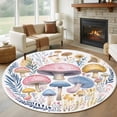 thumbnail image 3 of Spring Botanical Round Area&nbsp;Rug 6ft Watercolor Mushroom Farmhouse Rustic Leaf Flower Non-Slip&nbsp;Washable Circle Rugs Soft Felt Indoor Floor Mat for Bedroom Kitchen Living Room Bathroom, 3 of 9
