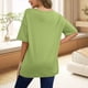 thumbnail image 5 of Camiseta Holgada de Algodón de Color Liso con Cuello Redondo y Aberturas Laterales, Color Verde S, 5 of 6