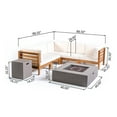 thumbnail image 5 of GDF Studio Ravello Outdoor V-Shaped Sectional Sofa Set with Fire Pit, Teak, Beige and Light Gray, 5 of 13