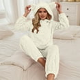 thumbnail image 2 of Women Pajamas Set Long Sleeve Bear Ears Hooded Sweatshirt and Pants Women 2 Piece Pajamas Sets Fuzzy Pajama Set, 2 of 6
