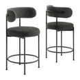 thumbnail image 2 of Modway Albie Boucle Fabric Counter Stools - Set of 2 in Charcoal Black, 2 of 11