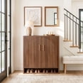 thumbnail image 2 of 24 Pair Shoe Storage Cabinet with Adjustable Shelves, Hidden Shoe Organizer for Entryway, Foyer, Hallway, Walnut Brown, 2 of 13