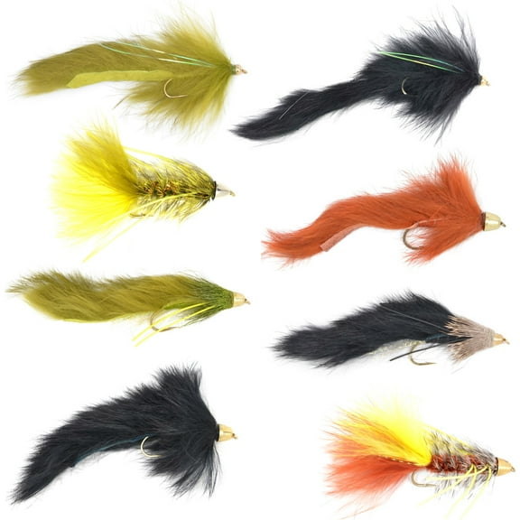 The Fly Fishing Place Slumpbuster Bouface Bunny Streamer Flies Collection - Set of 8 Big Bass and Trout Cone Head and Bead Head Fly Fishing Wet Flies - Hook Sizes 4 and 6
