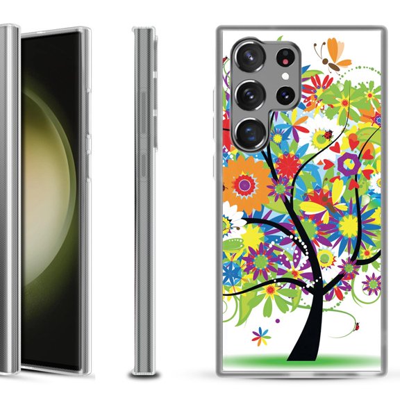 Shockproof Gel Phone Case for Samsung Galaxy S23 Ultra 5G, by OneToughShield ® - Colorful Tree