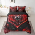 thumbnail image 2 of Feelyou Red Angel Wing Bedding Comforter Set 7pcs, Happy Anniversary Queen Bedding Sets, 2 of 8