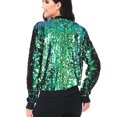 thumbnail image 4 of Fashion Womens Sequin Jacket Long Sleeve Front Zip with Ribbed Cuffs Outerwear Tops, 4 of 7