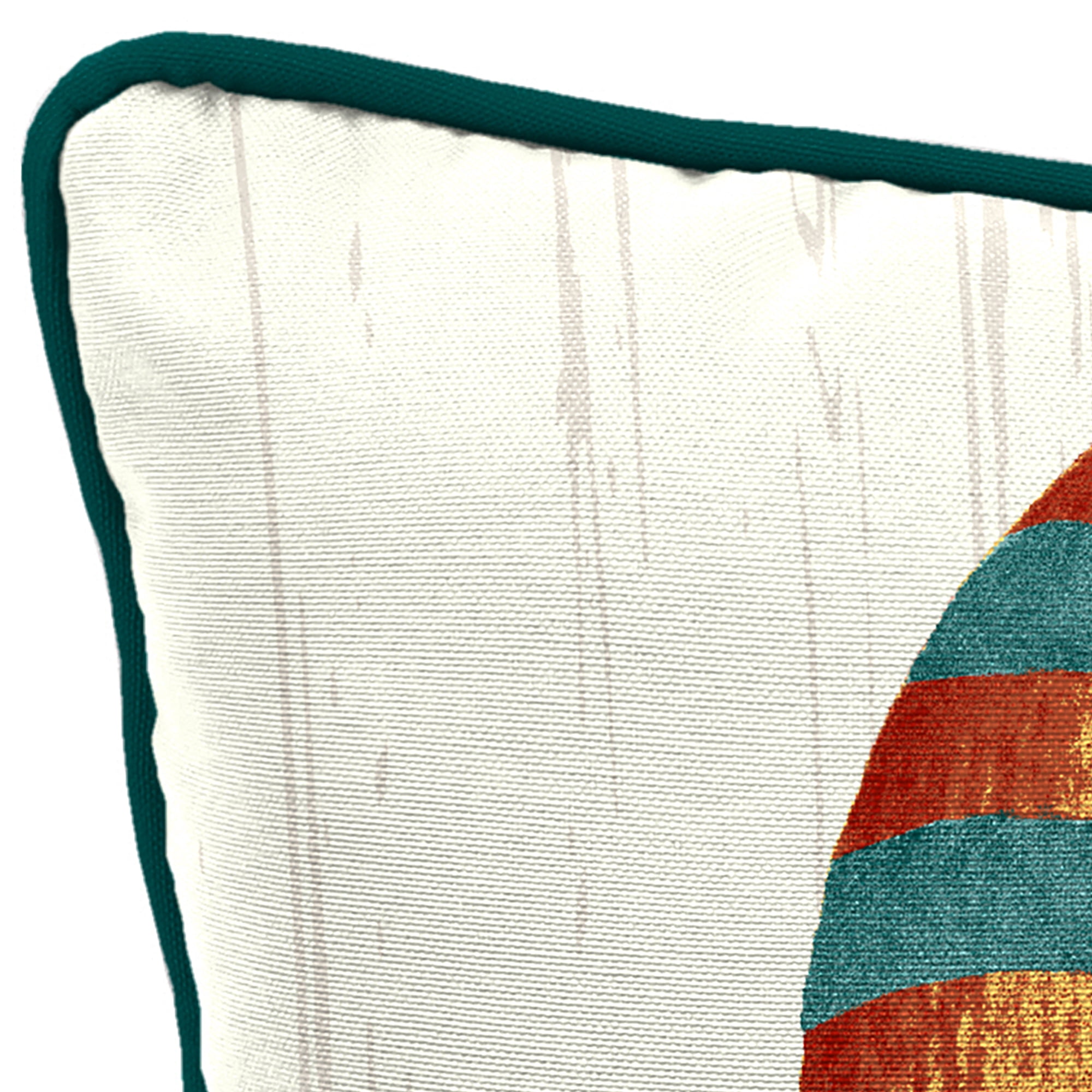 Mainstays Fall Leaves Gnome Reversible Outdoor Throw Pillow, 16", Cream Novelty and Teal Stripe